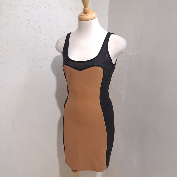 Forever 21 | Tan & black block color womens mini dress - Picture 1 of 9